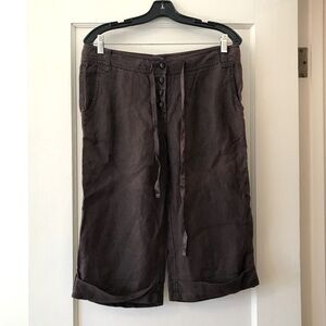 Laundry By Shelli Segal | Brown Linen Cropped Pants/Gauchos 8